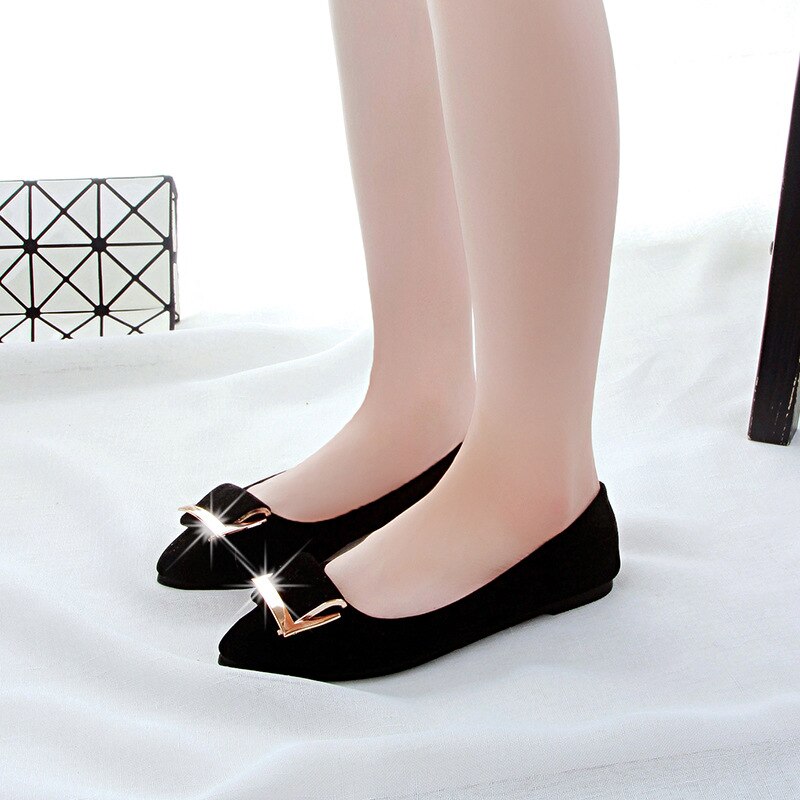 Casual Suede Shallow Pointed Flat Heel Flat Shoes