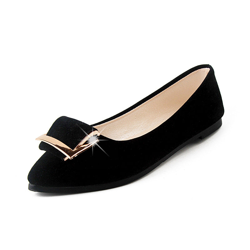 Casual Suede Shallow Pointed Flat Heel Flat Shoes